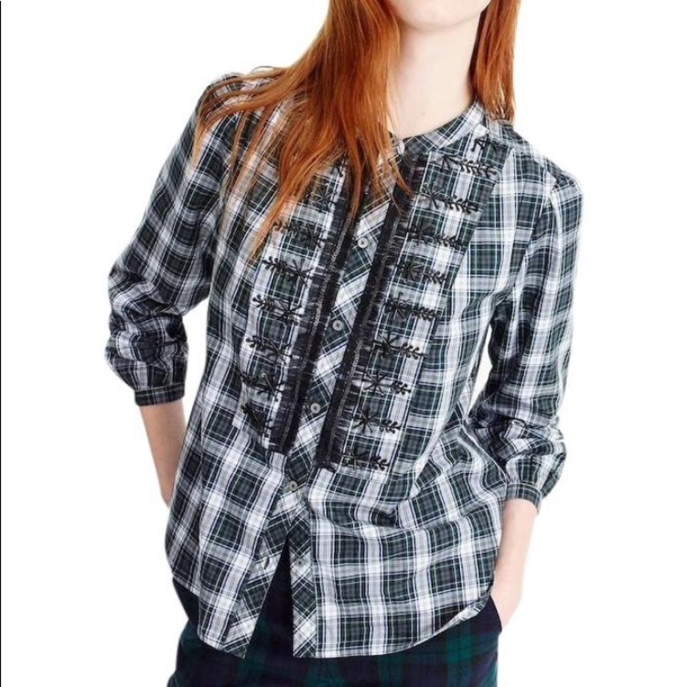 J Crew sequin button up with tulle Size L